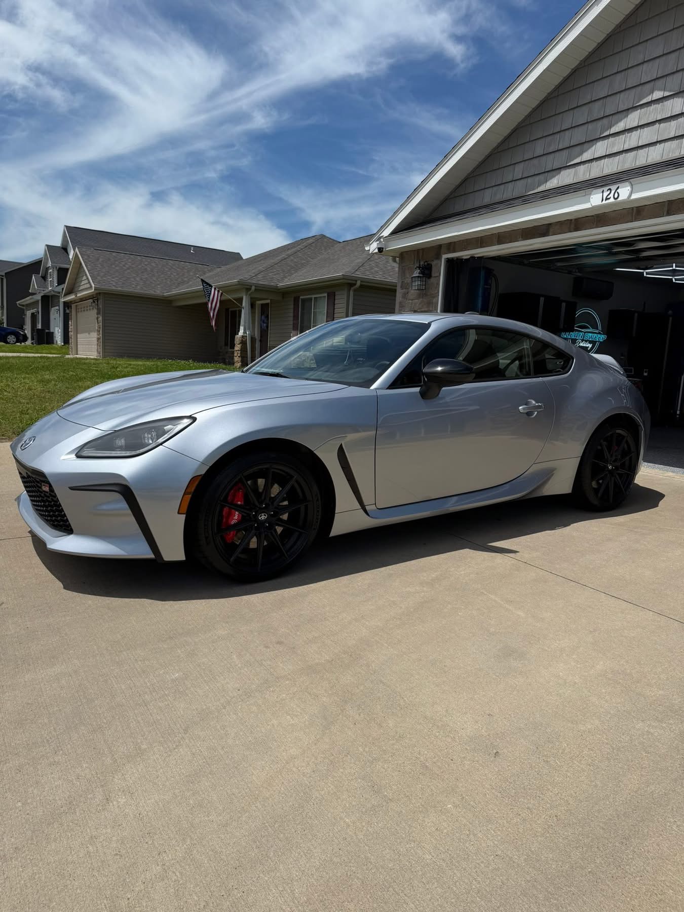 Silver Toyota sports coupe photographed outdoors from the Clean Sweep Detailing portfolio